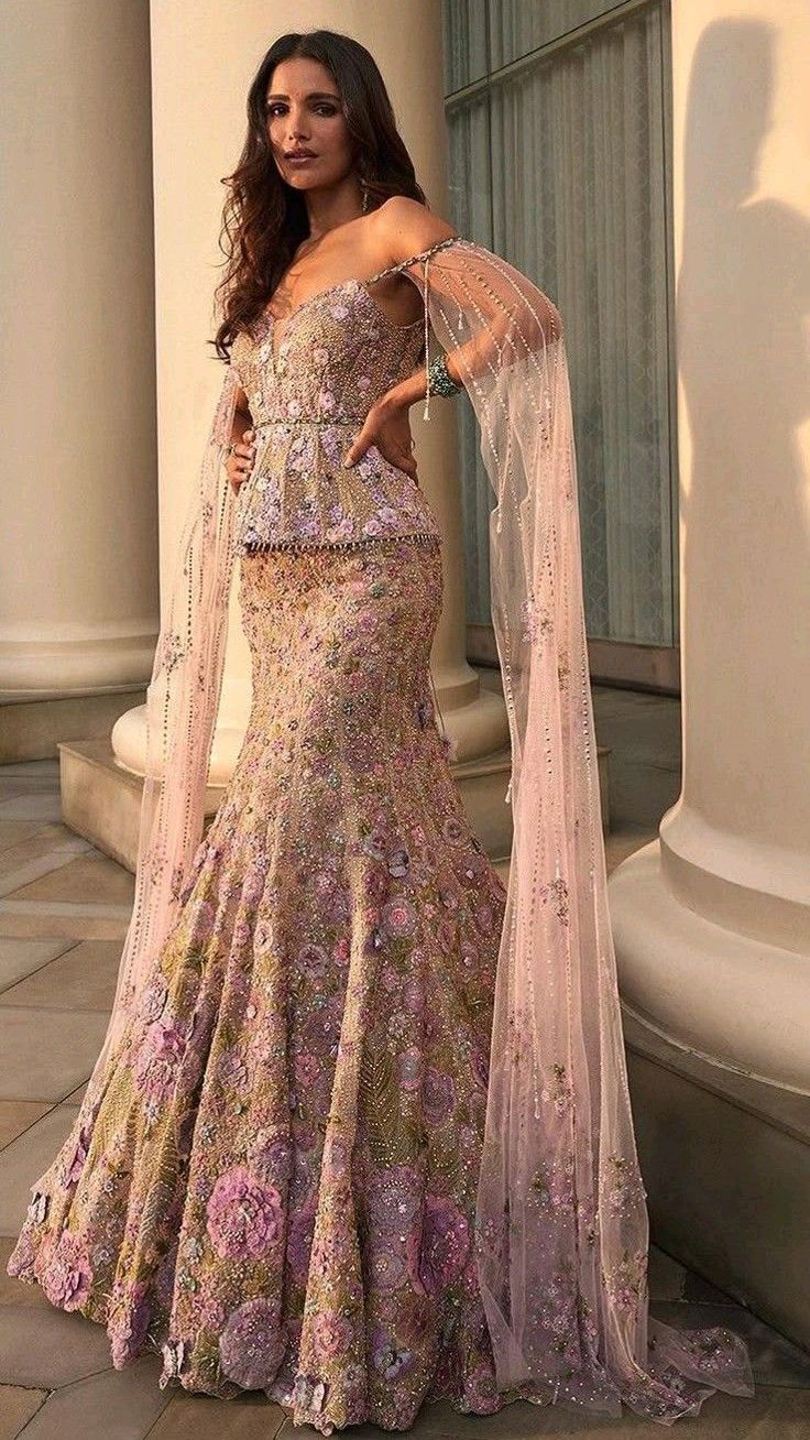 Blush Floral Peplum Gown
