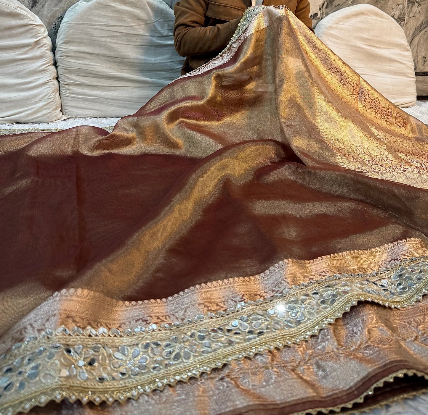Bronze Soft Silk Tissue Saree