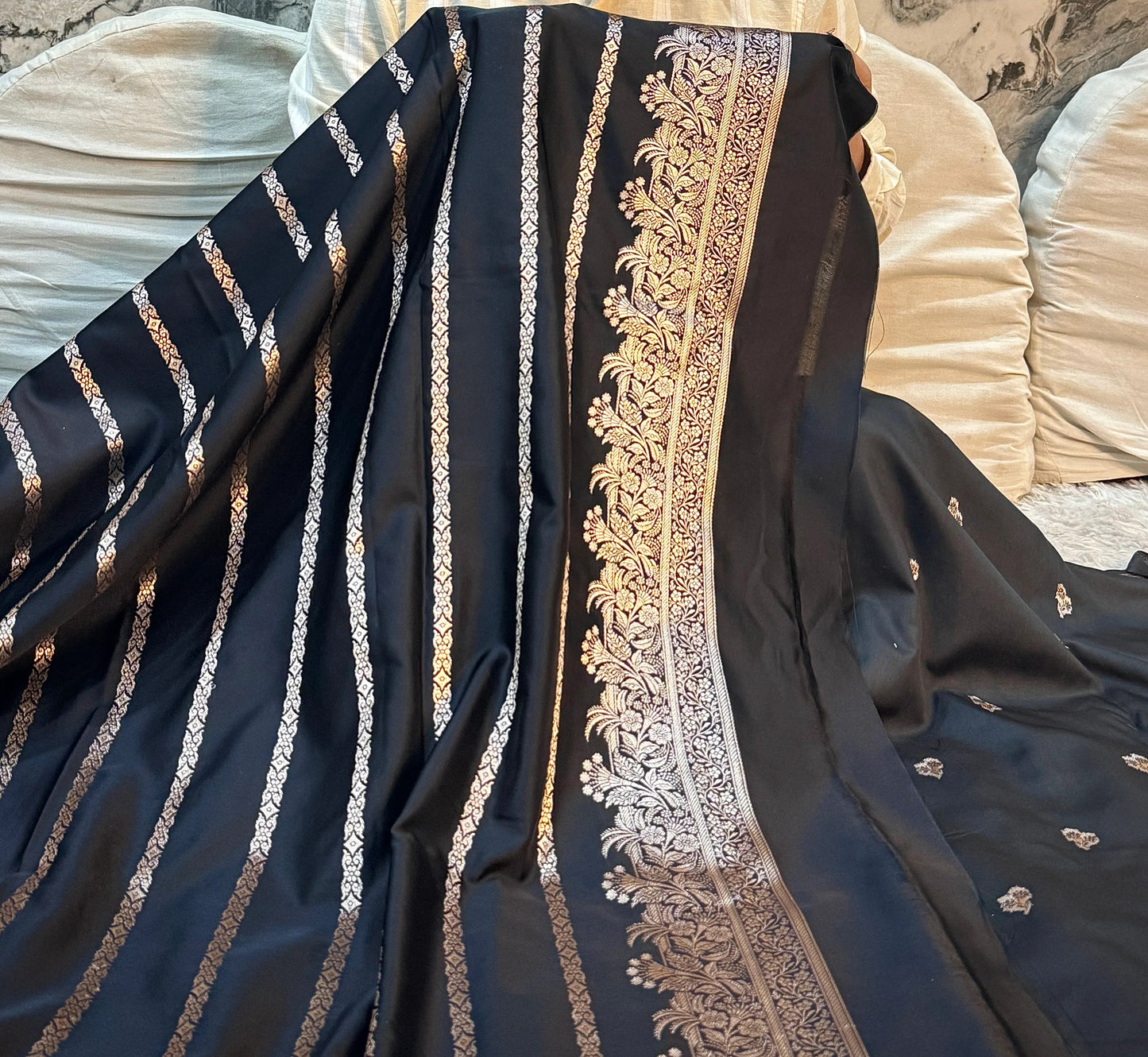 Classic Black Mashru Katan Silk Saree