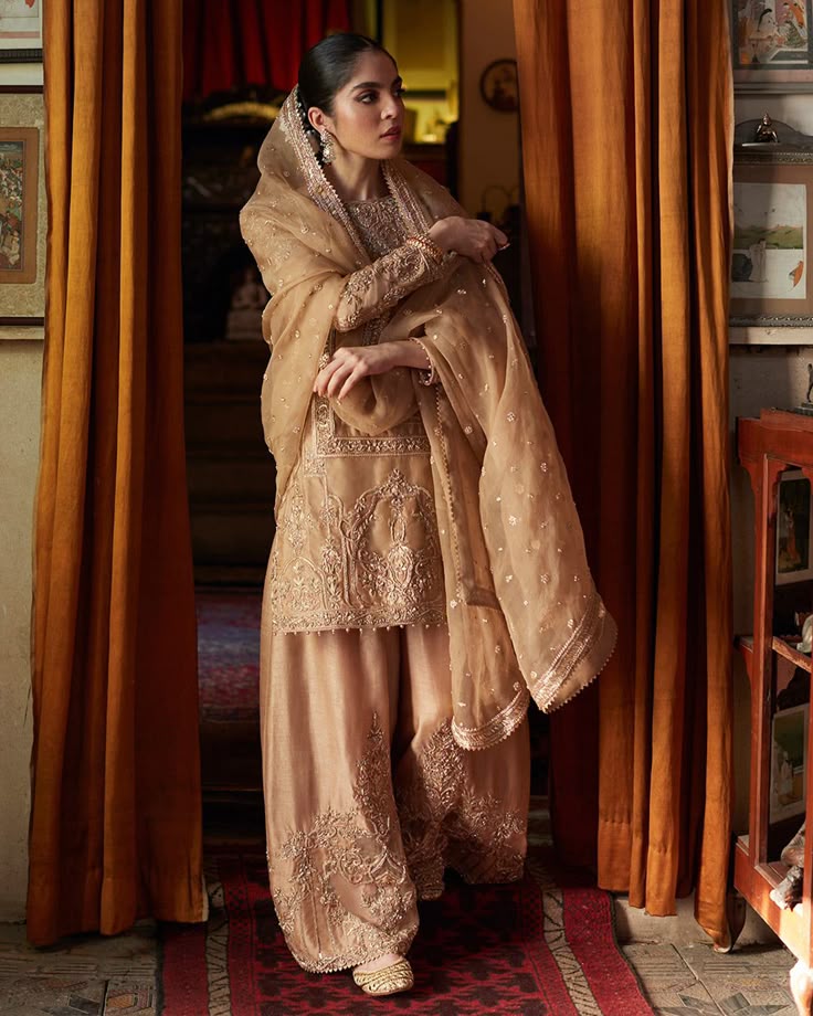 Champagne Organza Salwar Set
