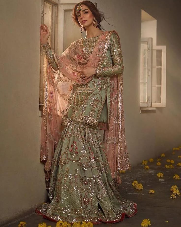 Sage Heritage Zardozi Sharara