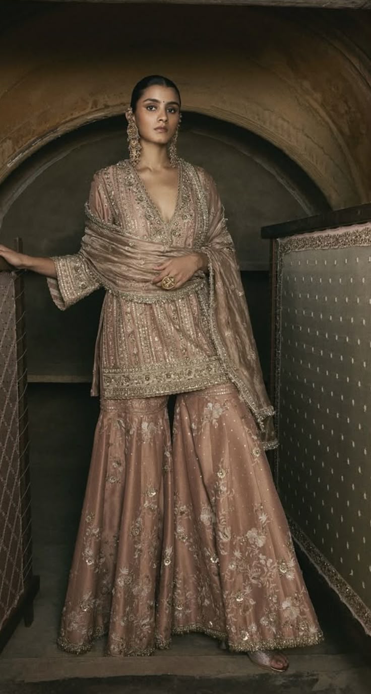 Dusty Rose Zardozi Sharara