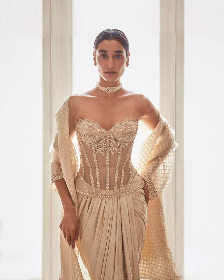 Champagne Pearl Illusion Corset