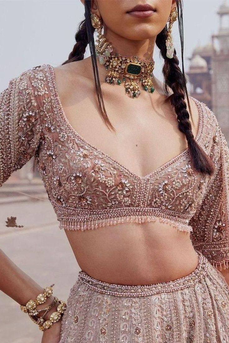 Dusty Rose Zardozi Blouse
