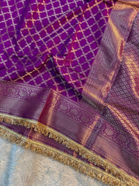 Deep Aubergine Georgette Katan Silk Saree