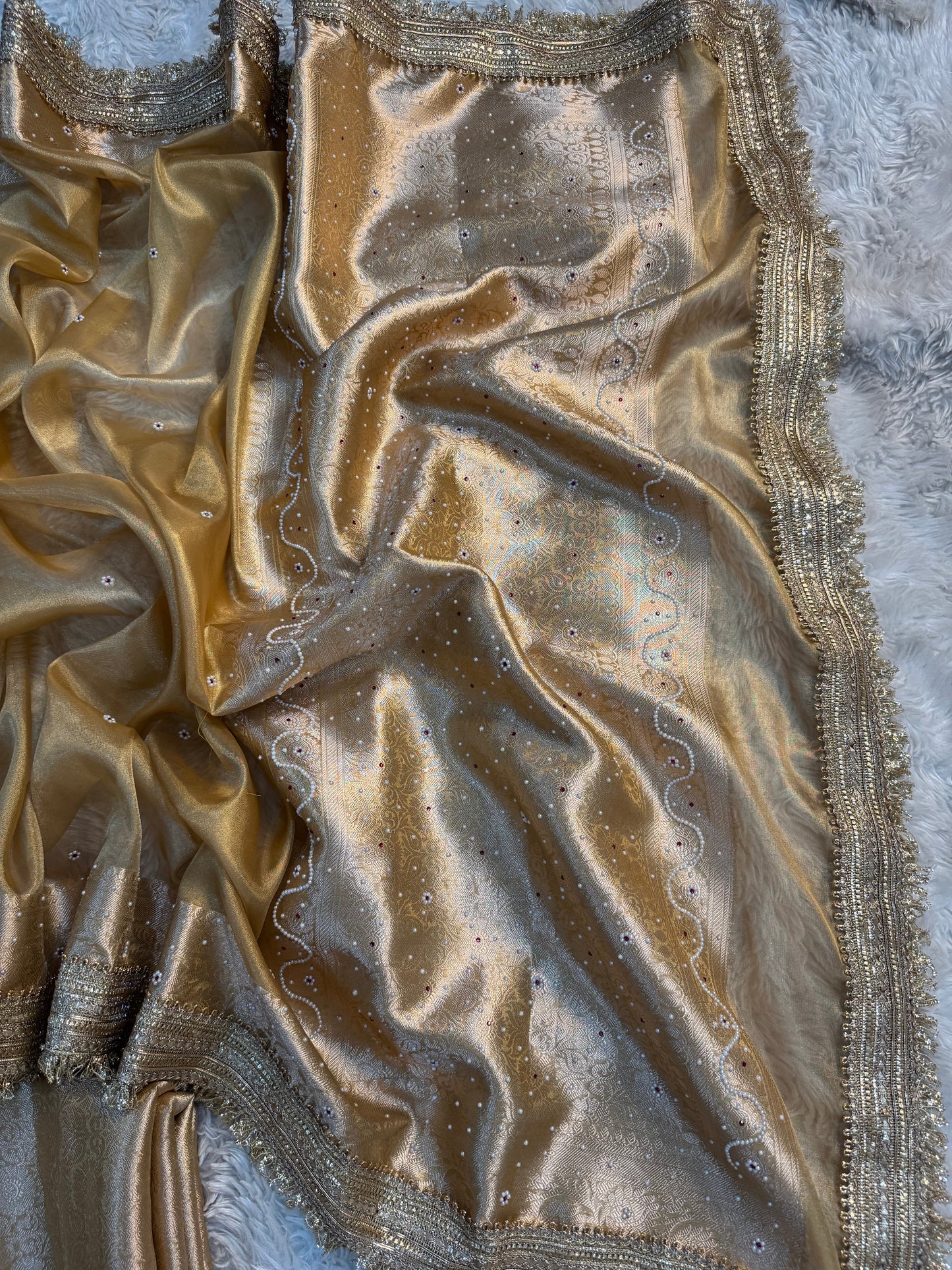 Light Gold Soft Silk Tissue Saree