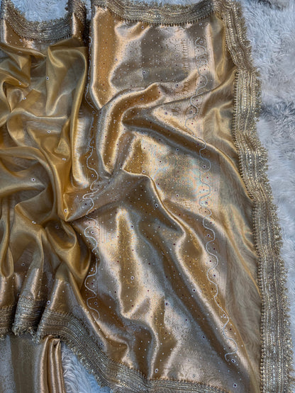 Light Gold Soft Silk Tissue Saree