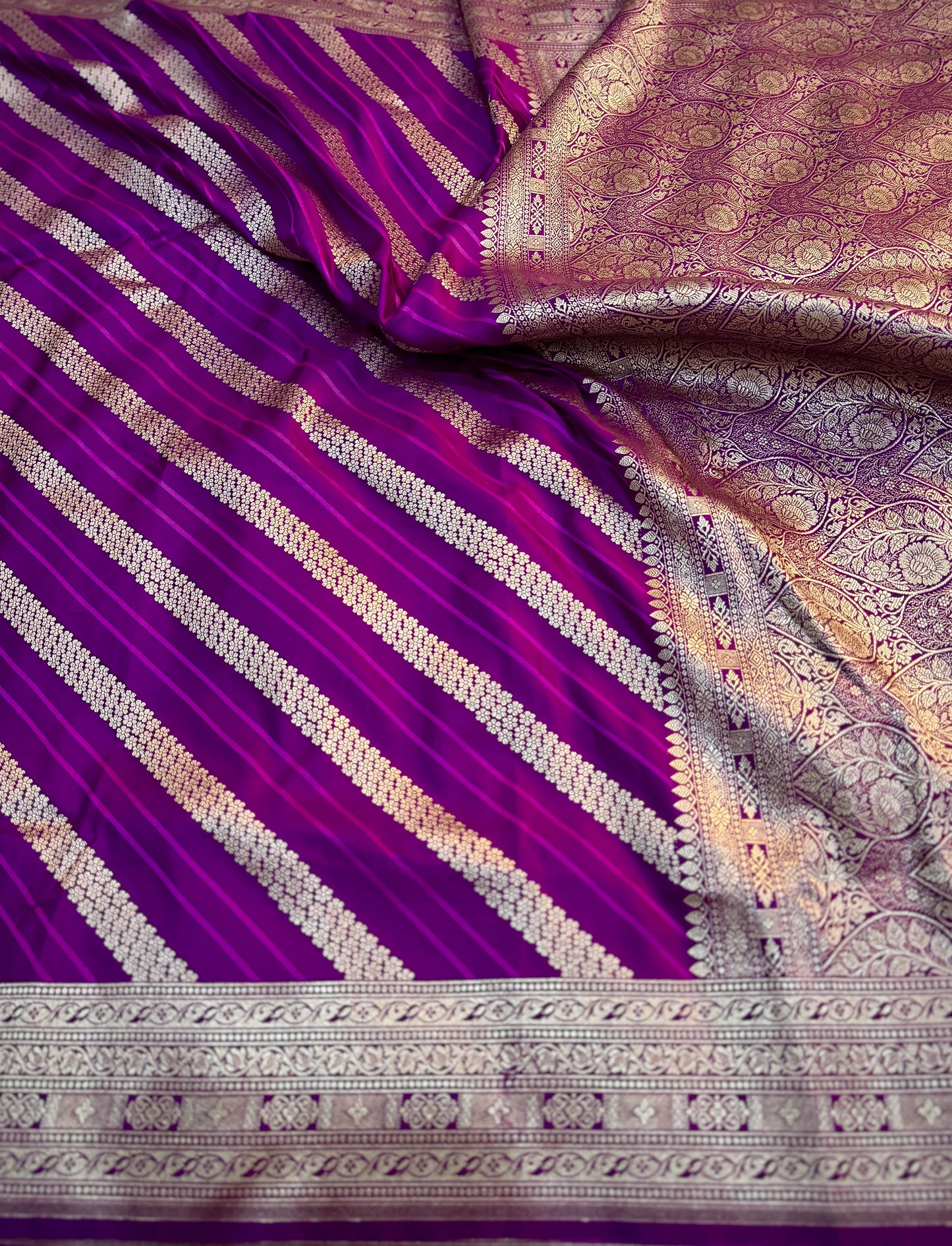 Deep Purple Mashru Katan Silk Saree
