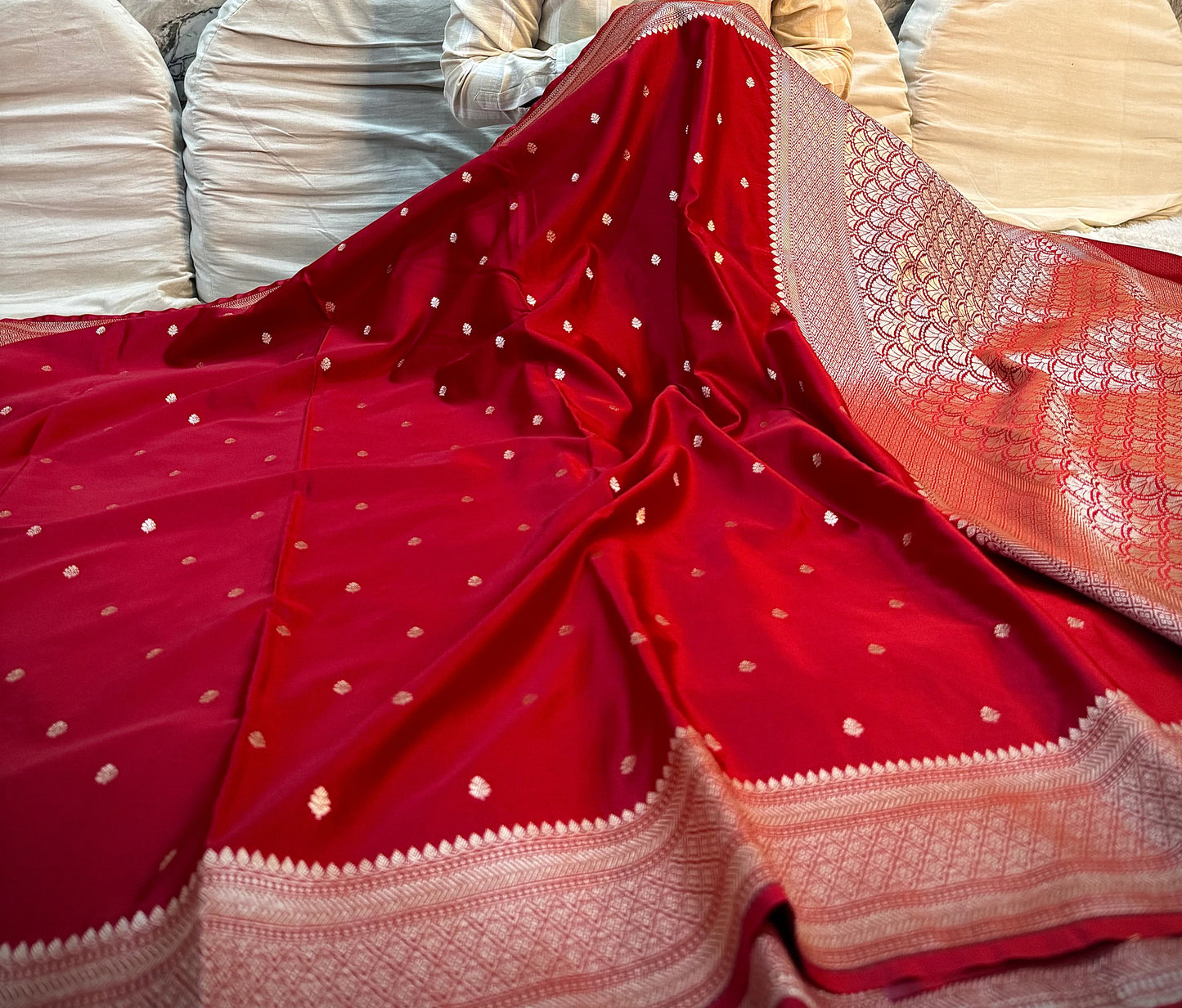 Classic Bridal Red Mashru Katan Silk Saree