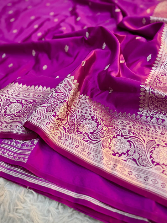 Purple Berry Mashru Katan Silk Saree