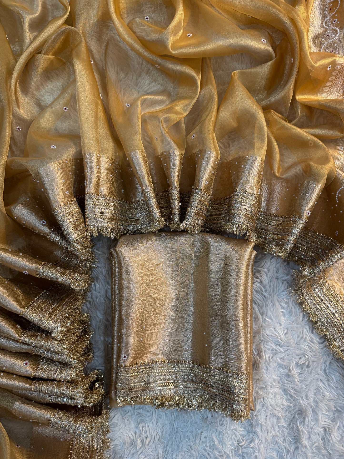 Light Gold Soft Silk Tissue Saree