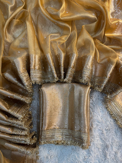 Light Gold Soft Silk Tissue Saree