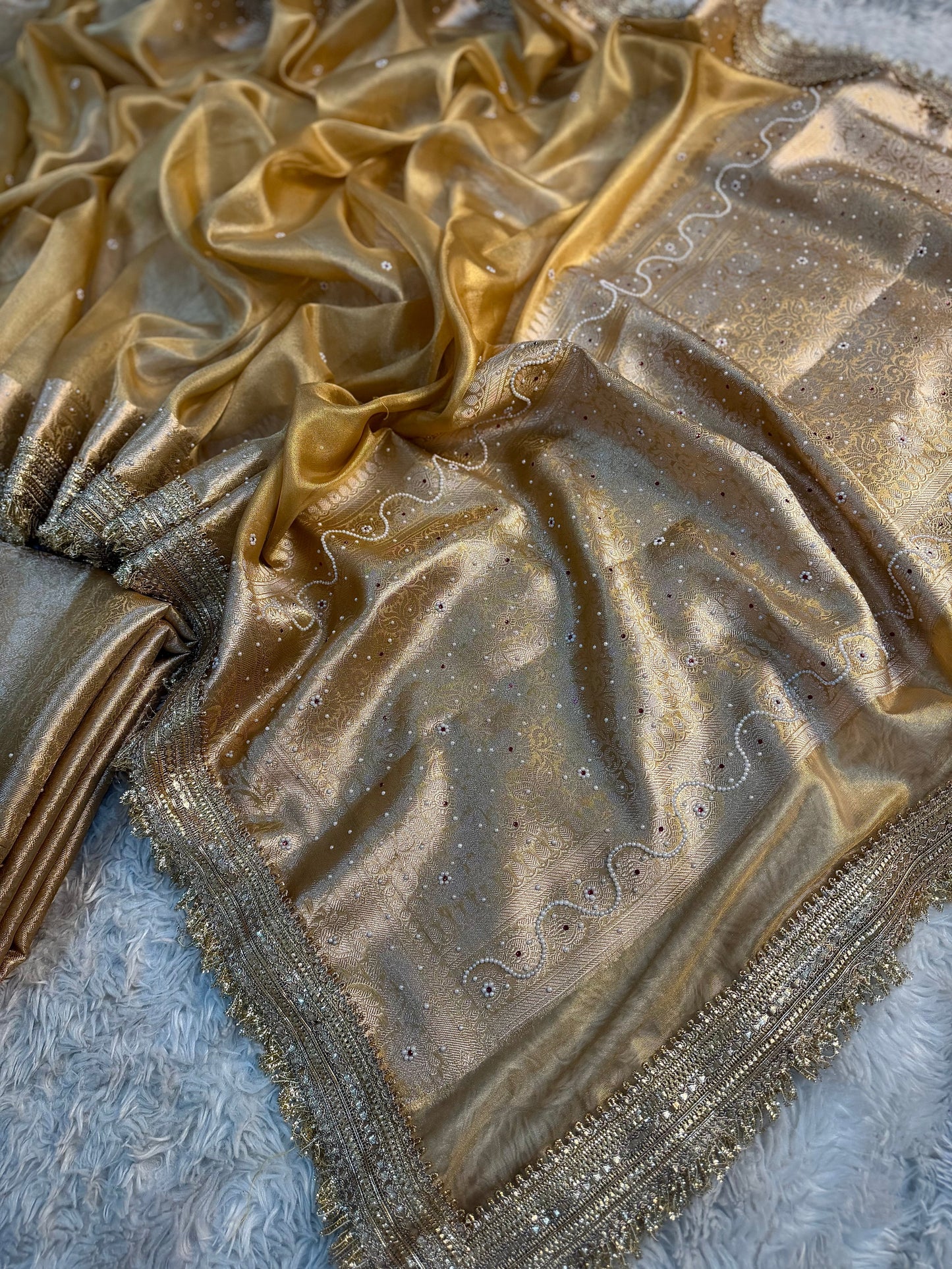 Light Gold Soft Silk Tissue Saree