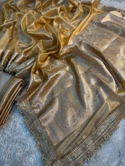 Light Gold Soft Silk Tissue Saree