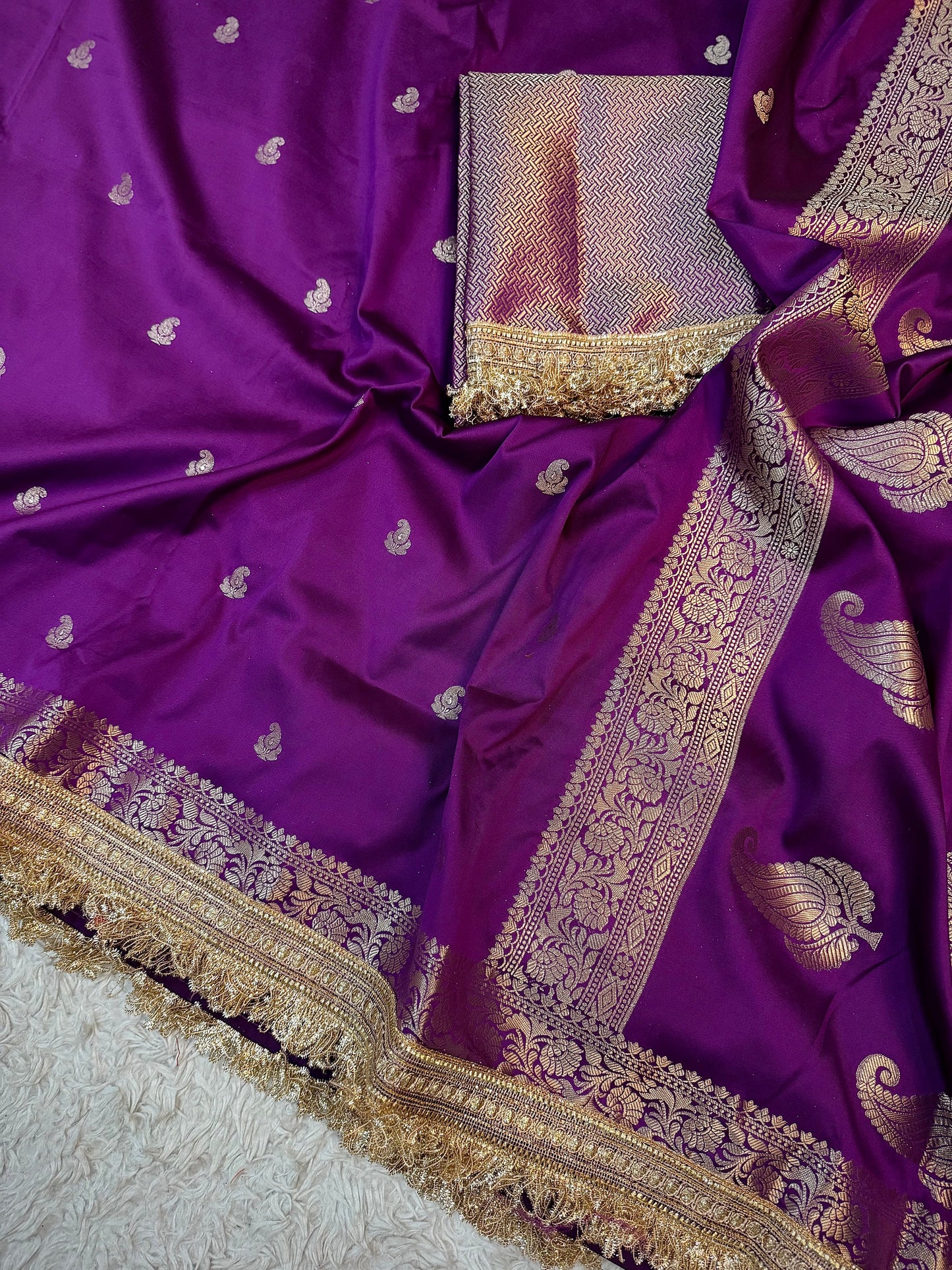 Deep Purple Soft Silk Banarasi Saree