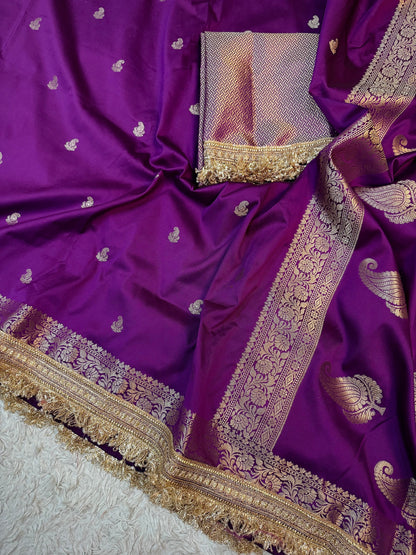Deep Purple Soft Silk Banarasi Saree