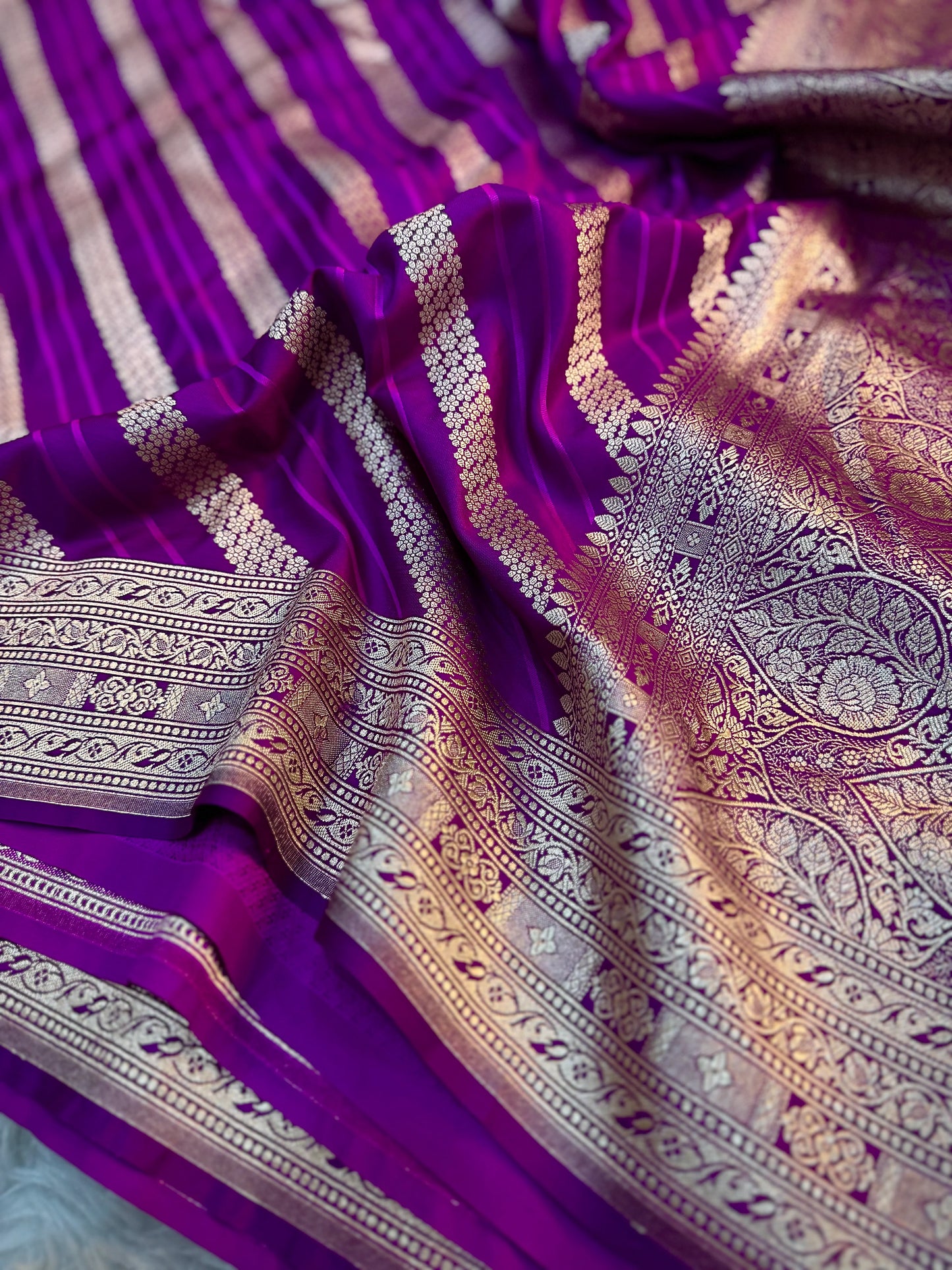 Deep Purple Mashru Katan Silk Saree
