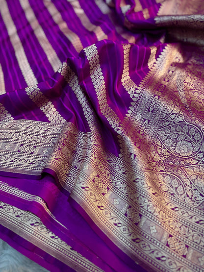 Deep Purple Mashru Katan Silk Saree