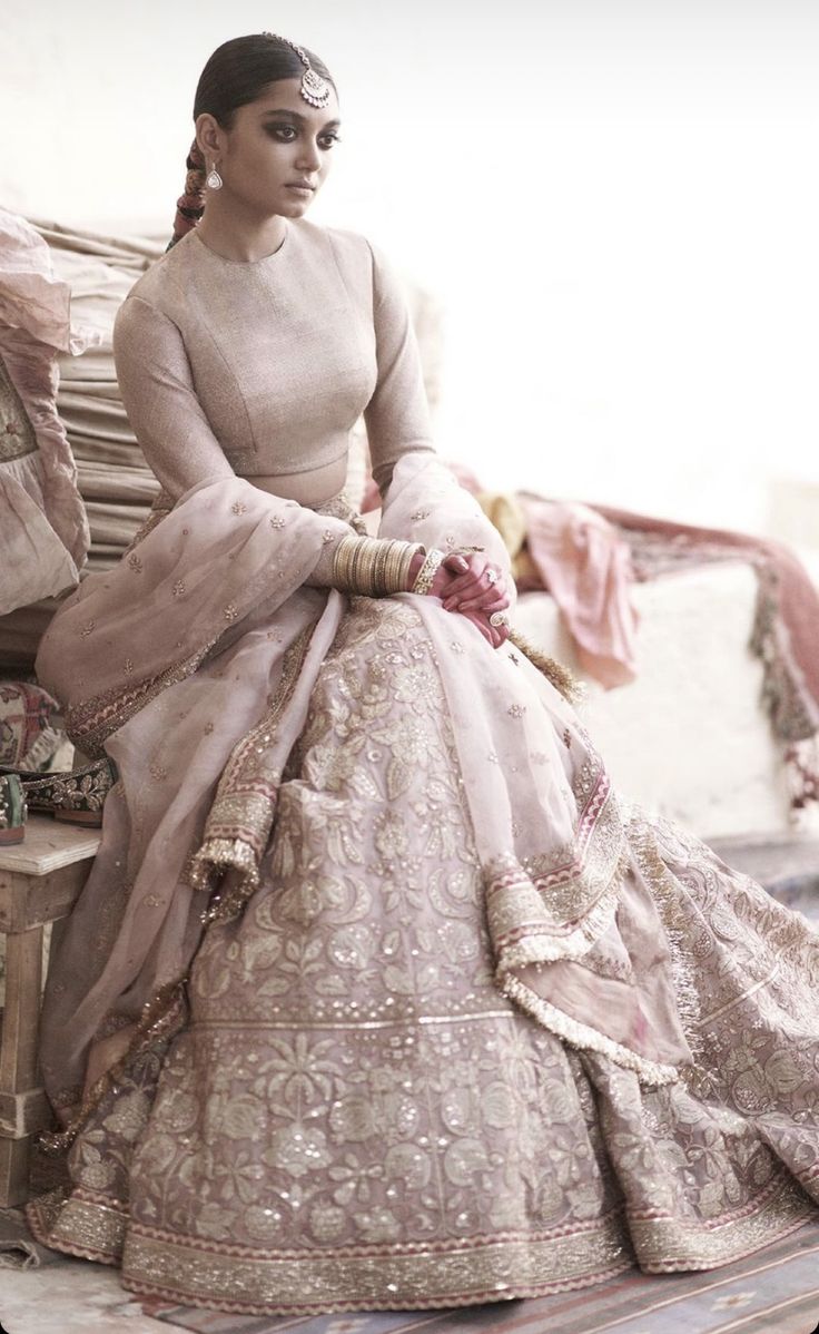 Blush Silk Tone-on-Tone Lehenga