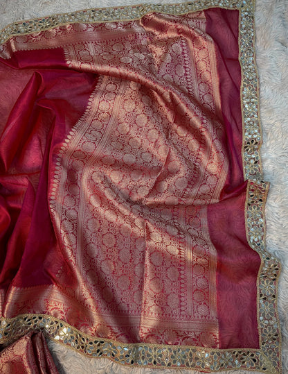 Fuchsia Berry Soft Silk Tissue Saree