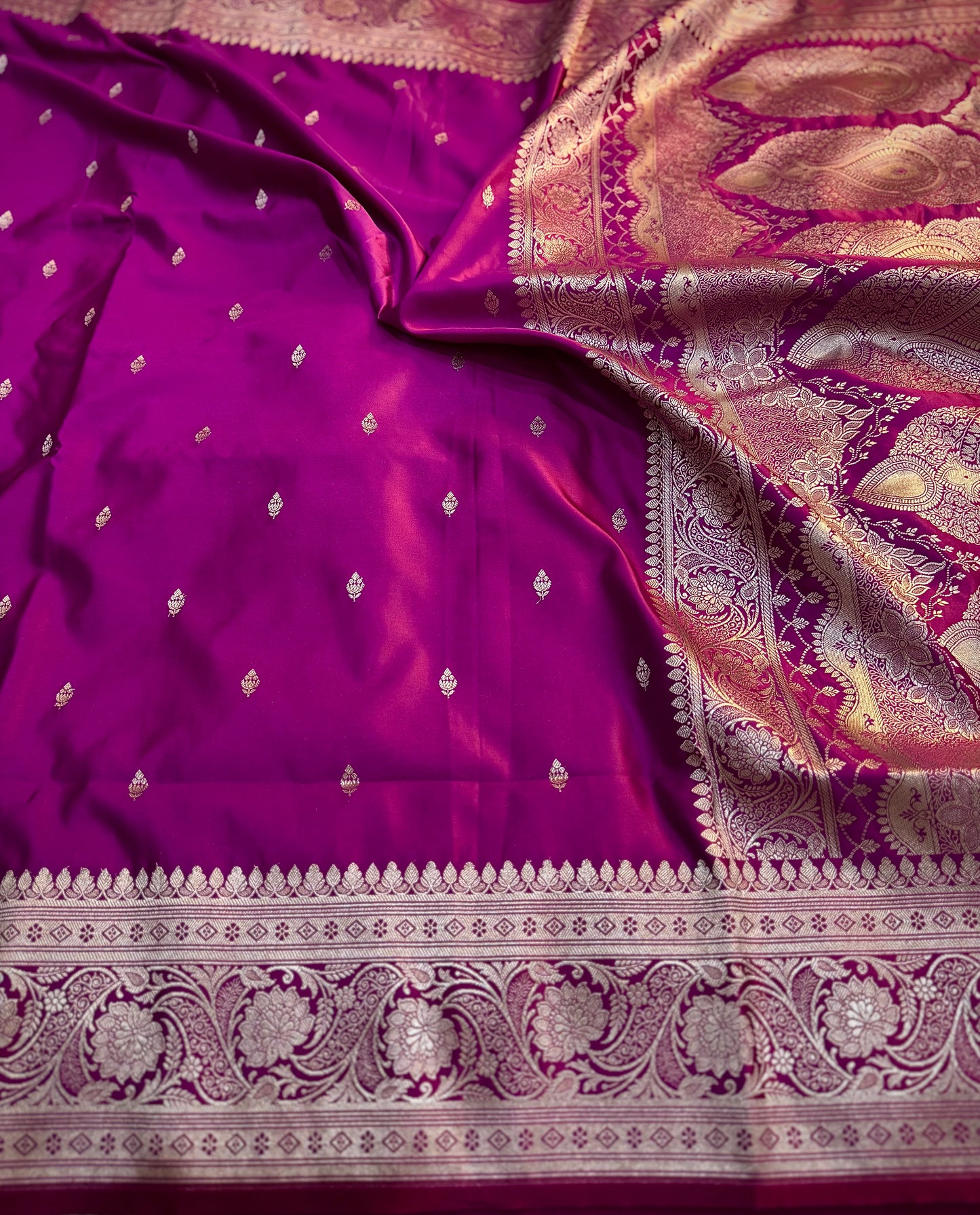 Purple Berry Mashru Katan Silk Saree