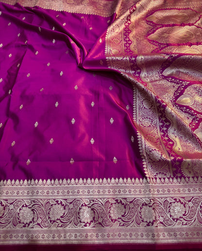 Purple Berry Mashru Katan Silk Saree