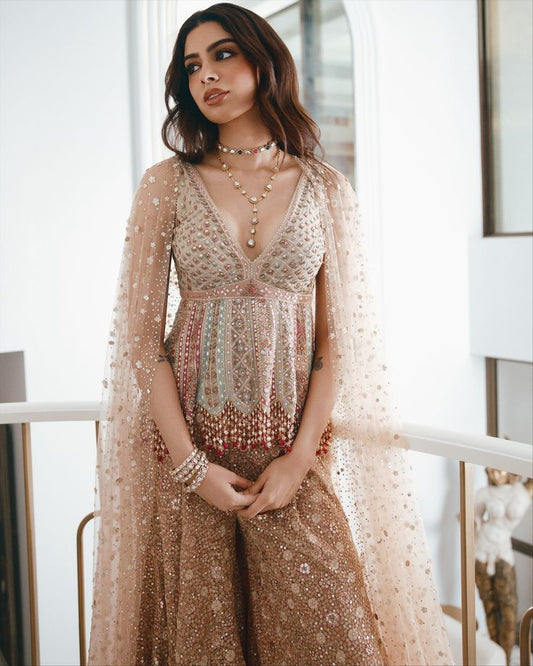 Pastel Linear Cape Sharara