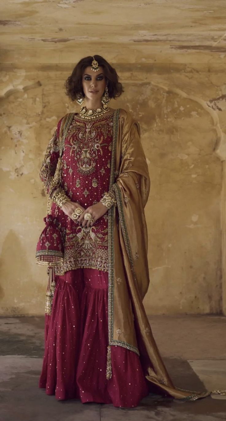 Magenta Bridal Zardozi Gharara