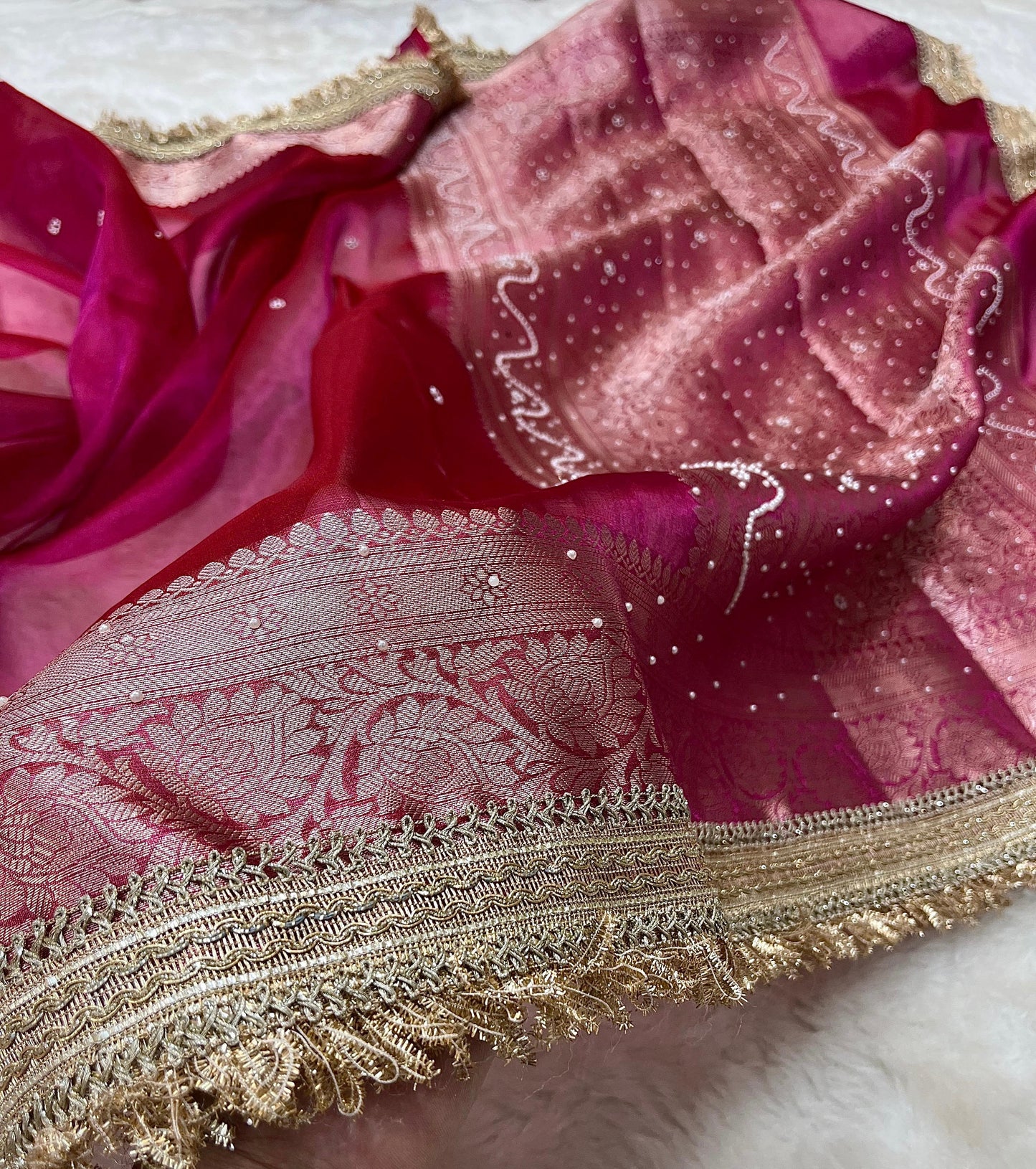 Rosy Fuchsia Soft Silk Tissue Saree