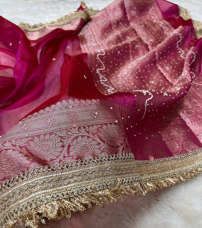 Rosy Fuchsia Soft Silk Tissue Saree
