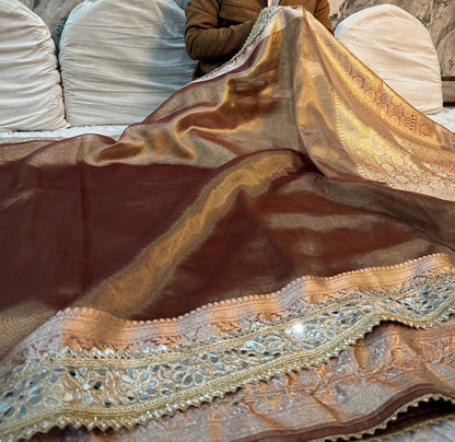 Bronze Soft Silk Tissue Saree