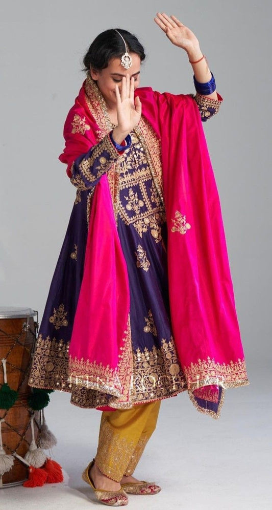 Indigo Fuchsia Zardozi Set
