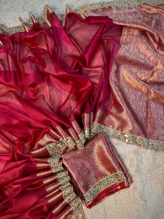 Fuchsia Berry Soft Silk Tissue Saree