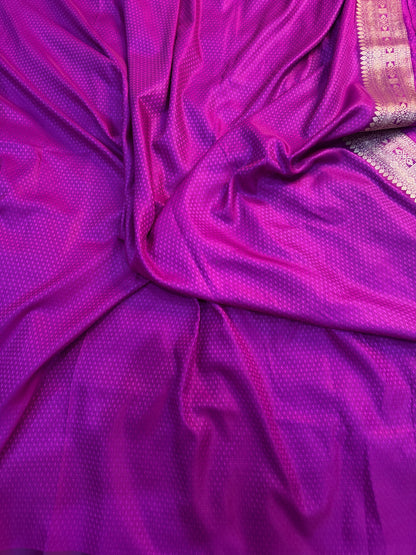 Deep Purple Mashru Katan Silk Saree