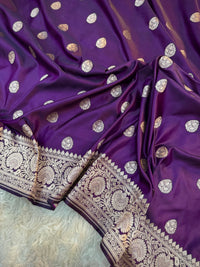 Amethyst Purple Mashru Katan Silk Booti Saree