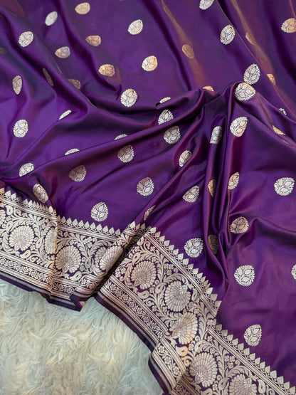 Amethyst Purple Mashru Katan Silk Booti Saree