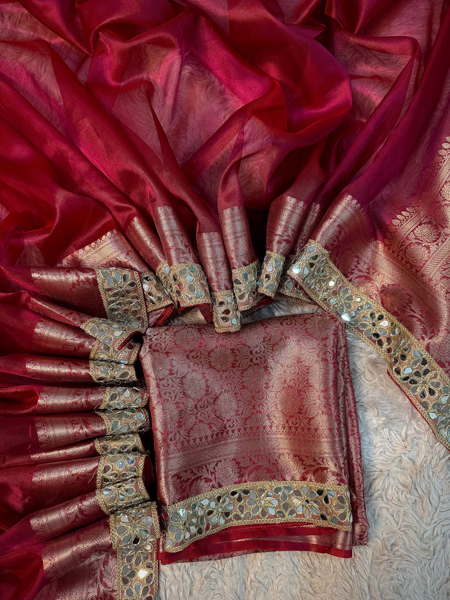 Fuchsia Berry Soft Silk Tissue Saree