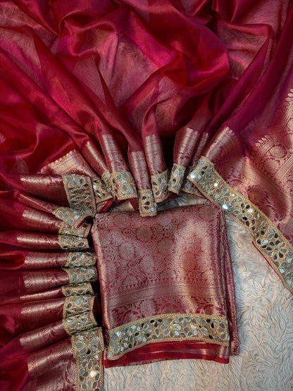 Fuchsia Berry Soft Silk Tissue Saree