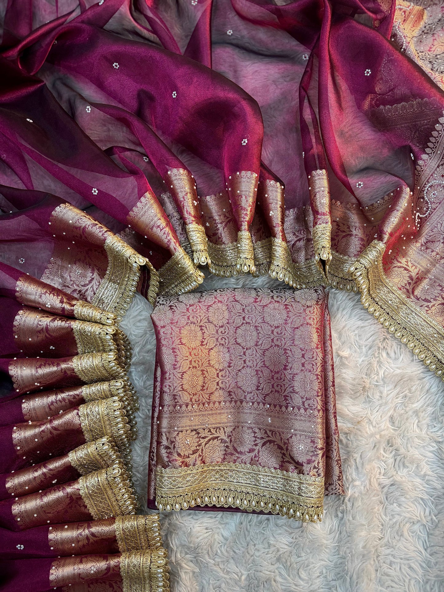 Hot Wine Soft Tissue Silk Saree