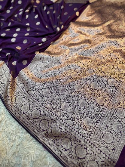 Amethyst Purple Mashru Katan Silk Booti Saree