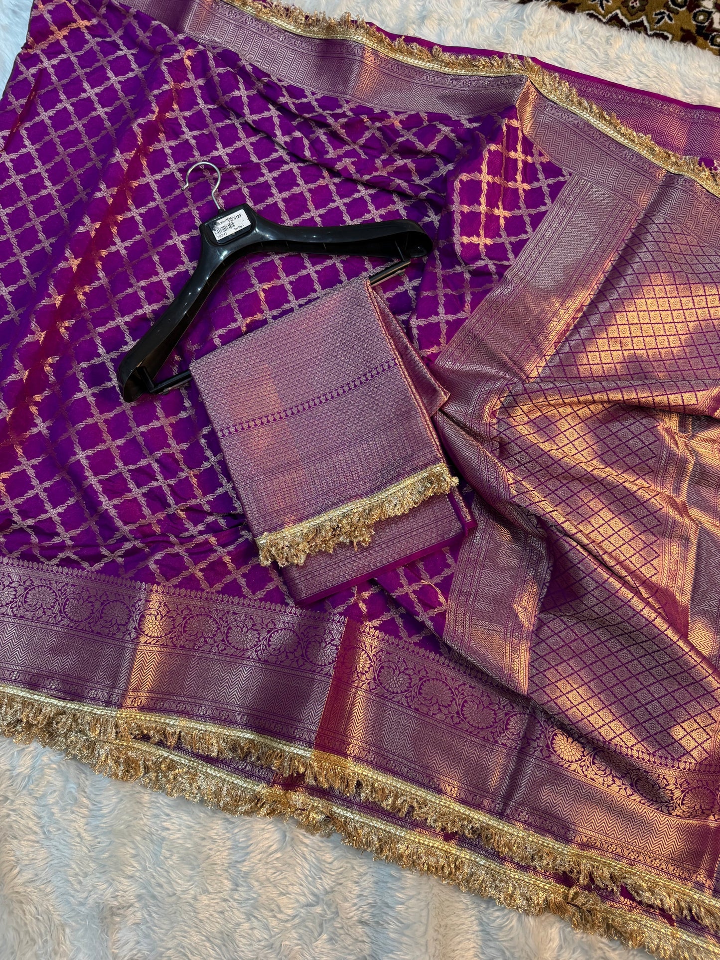 Deep Aubergine Georgette Katan Silk Saree