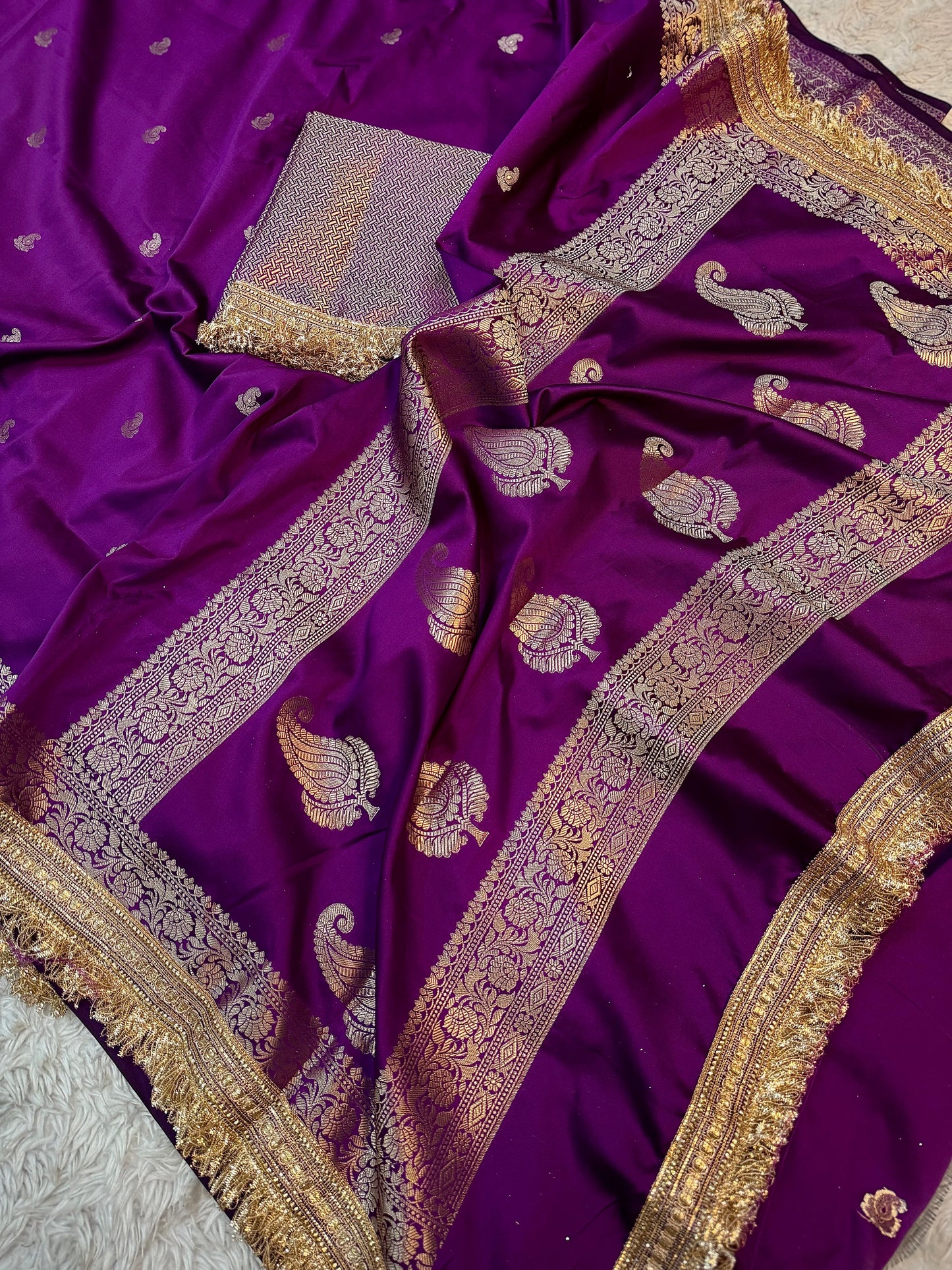 Deep Purple Soft Silk Banarasi Saree