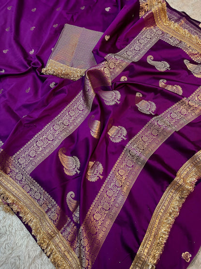Deep Purple Soft Silk Banarasi Saree