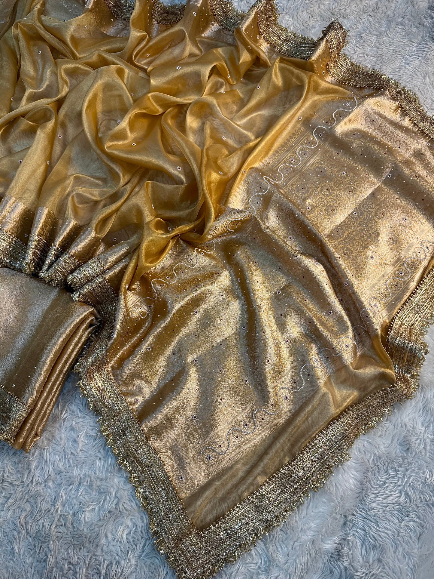 Light Gold Soft Silk Tissue Saree