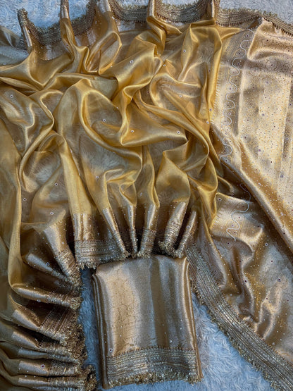 Light Gold Soft Silk Tissue Saree