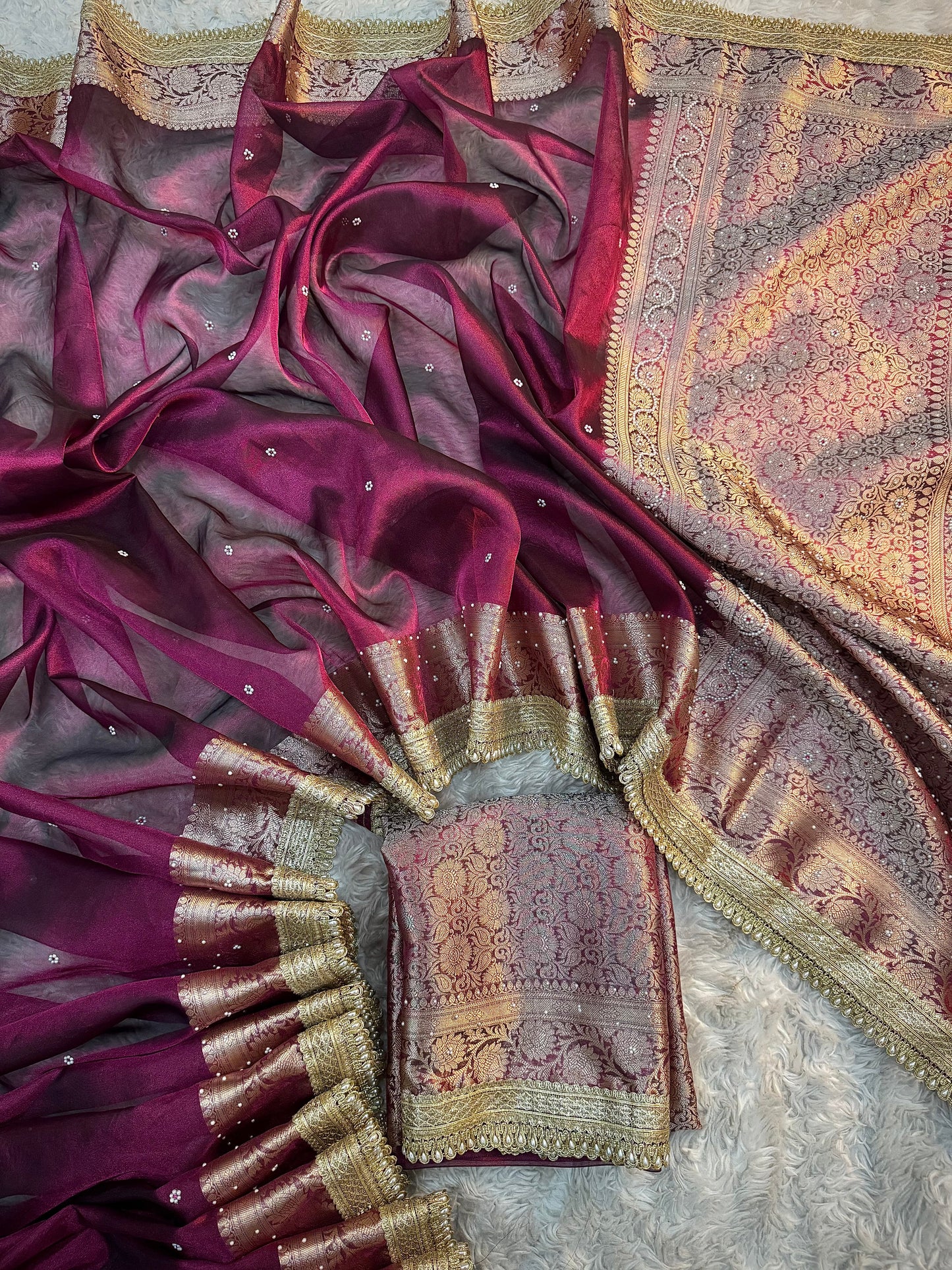 Hot Wine Soft Tissue Silk Saree
