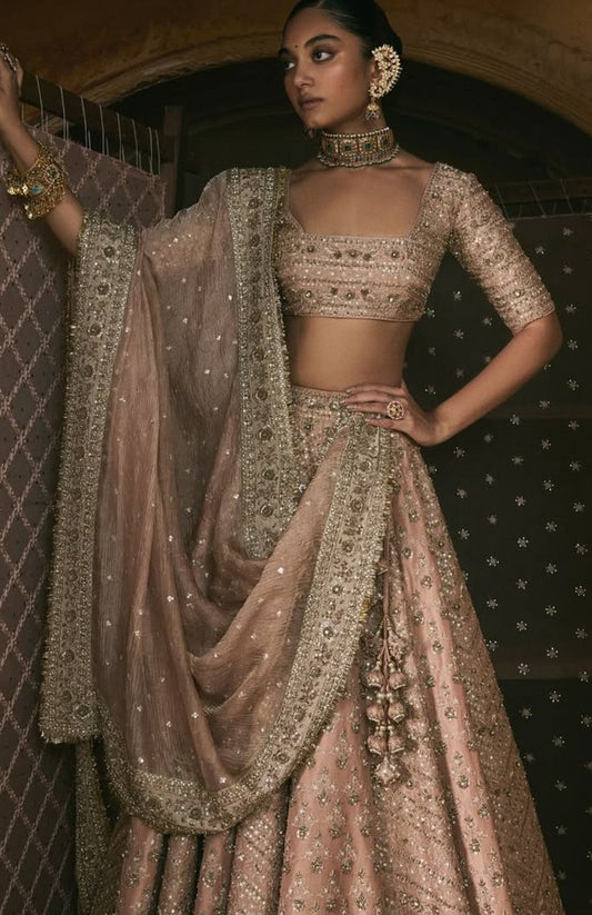 Rose Gold Tissue Shimmer Lehenga