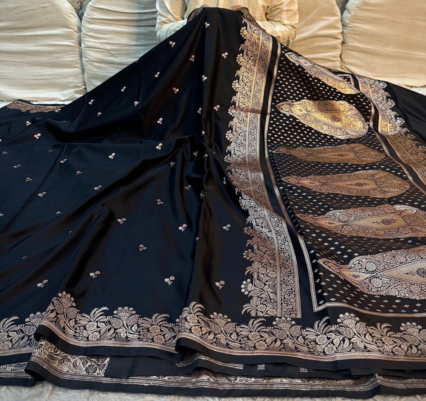 Classic Black Mashru Katan Silk Saree