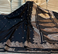 Classic Black Mashru Katan Silk Saree