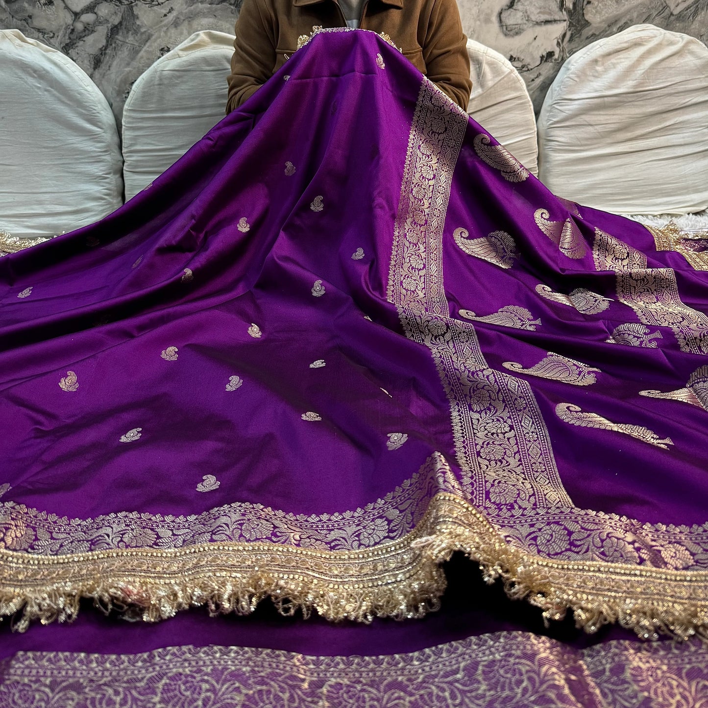 Deep Purple Soft Silk Banarasi Saree
